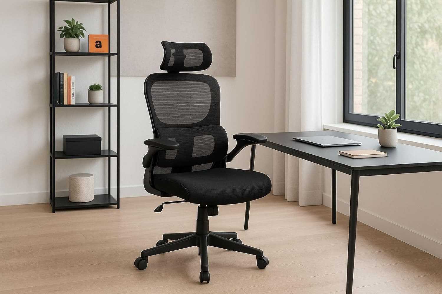 Cadeira de Escritório Ergonômica com Apoio Lombar e Encosto Ajustável - Malha Respirável e Design Moderno