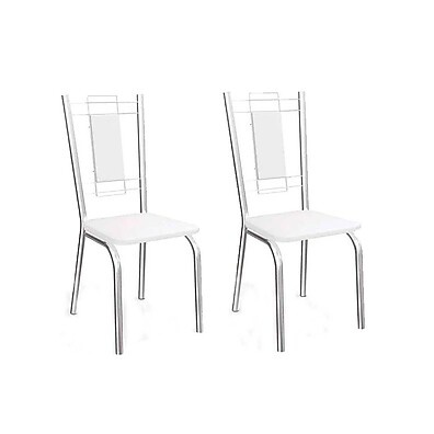 Cadeira Florença 2C005 Aço Kit 2 Cromada/Branco - Kappesberg