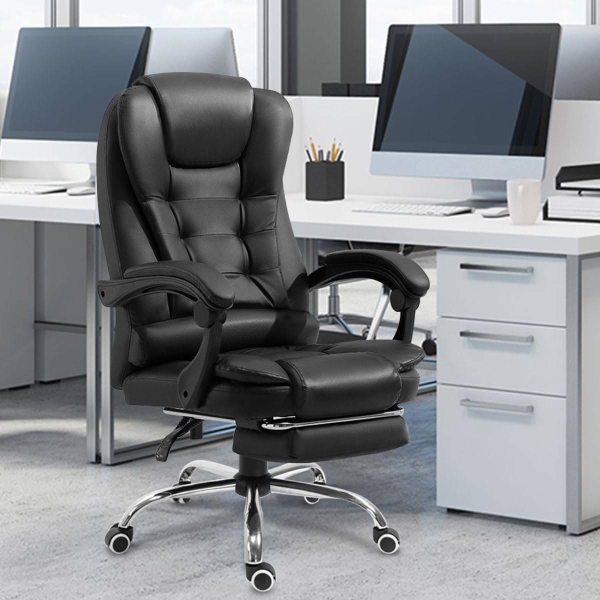 Cadeira de Escritório Ergonômica com Apoio para Pés e Encosto Ajustável - Conforto Premium para Home Office