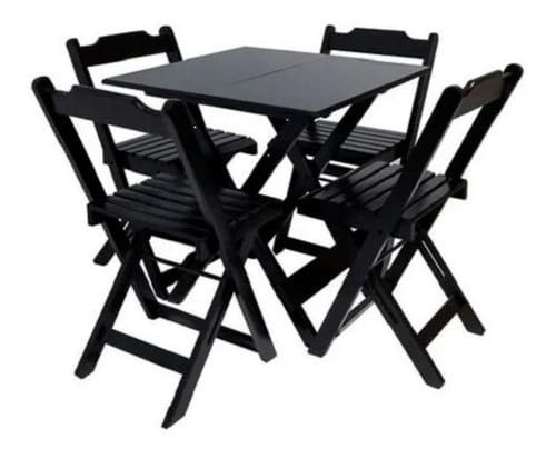Jogos de Mesa Bar 70x70 com 4 Cadeiras Dobráveis em Madeira – Estilo e Conforto para seu Lar