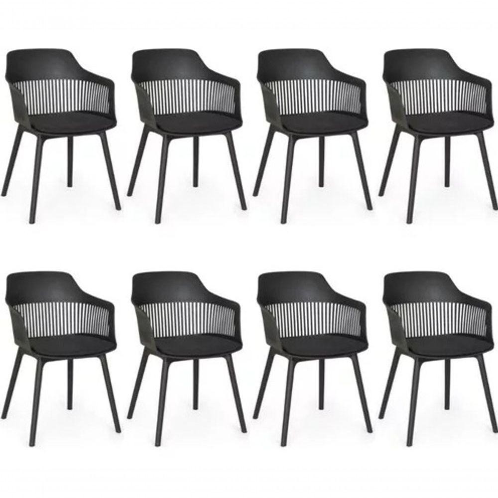 Cadeiras de Jantar Marcela: Kit 8 Preto Elegante