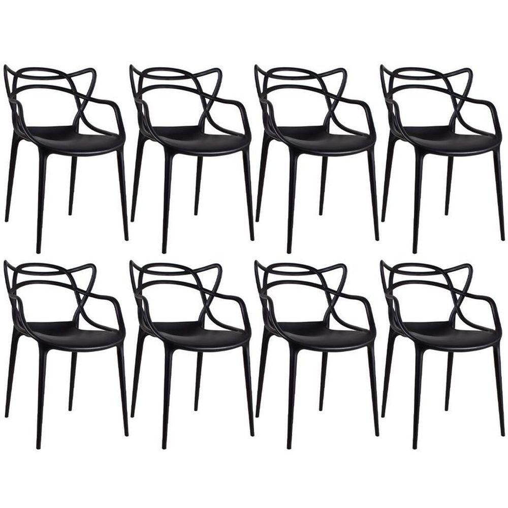 Cadeiras Masters Allegra: Kit 8 Preto