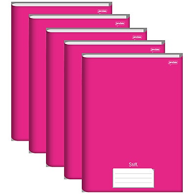 Caderno Brochura Rosa: Pacote com 5 Unidades