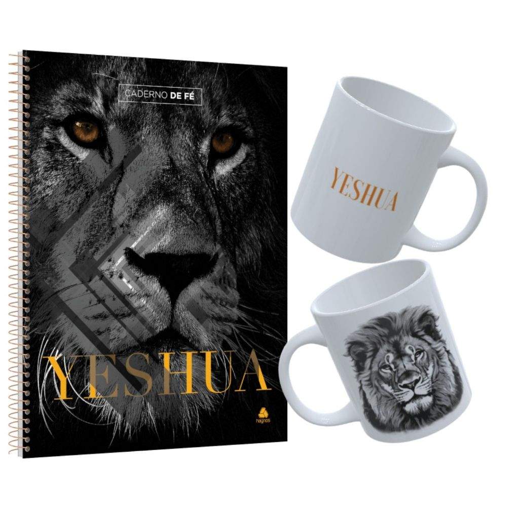 Caderno de Fé Leão Yeshua + Caneca: Inspire-se!