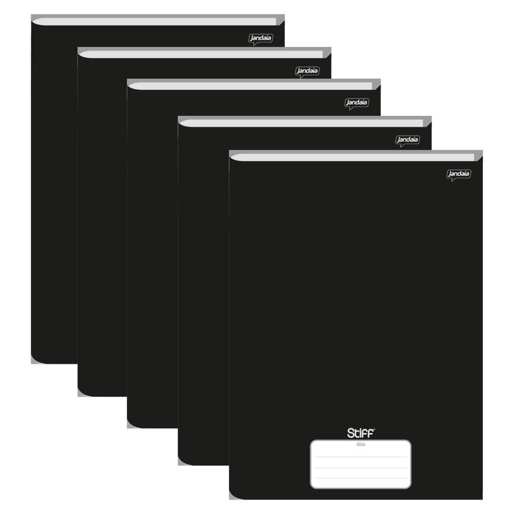 Caderno Stiff Preto Slim: Pacote com 5 Unidades
