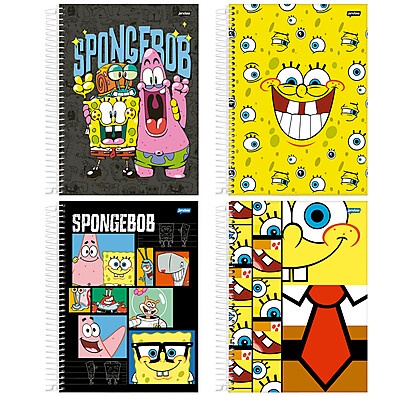 Caderno Universitário Bob Esponja: Kit 4 Unidades