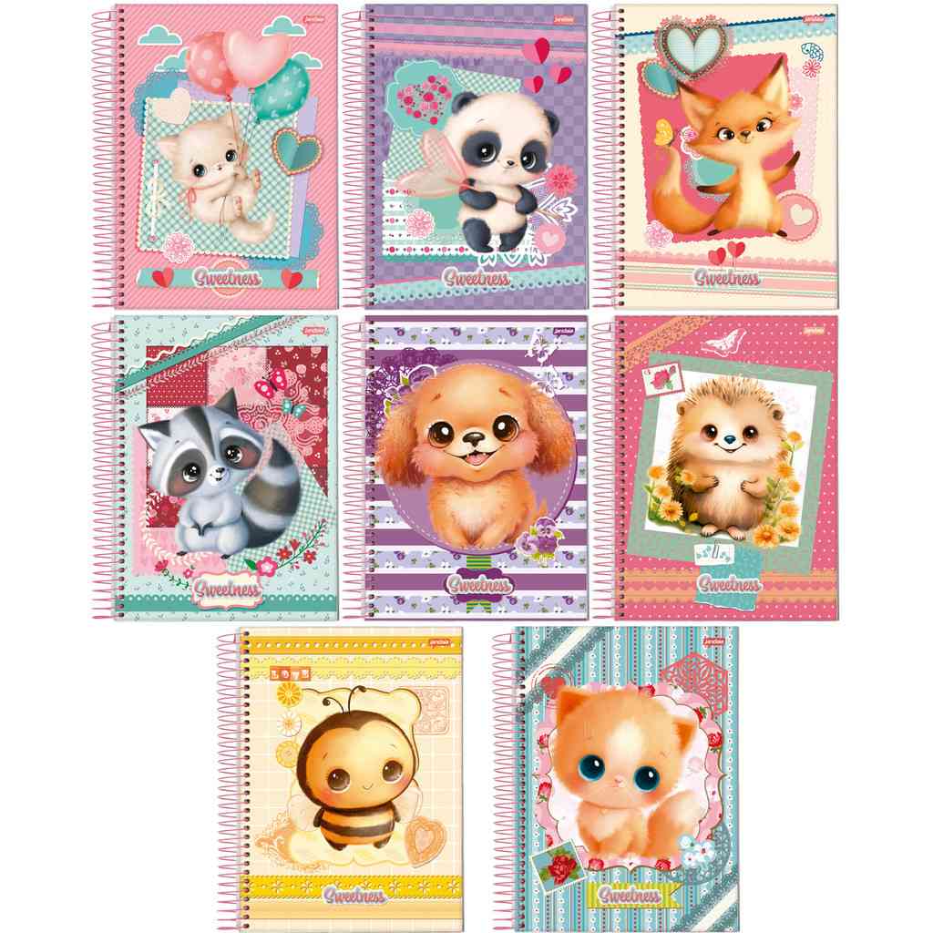 Caderno Universitário Sweetness: Kit 4 Unidades