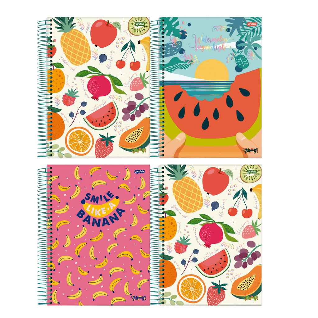 Caderno Universitário Yummy Jandaia: Kit 4 Unidades
