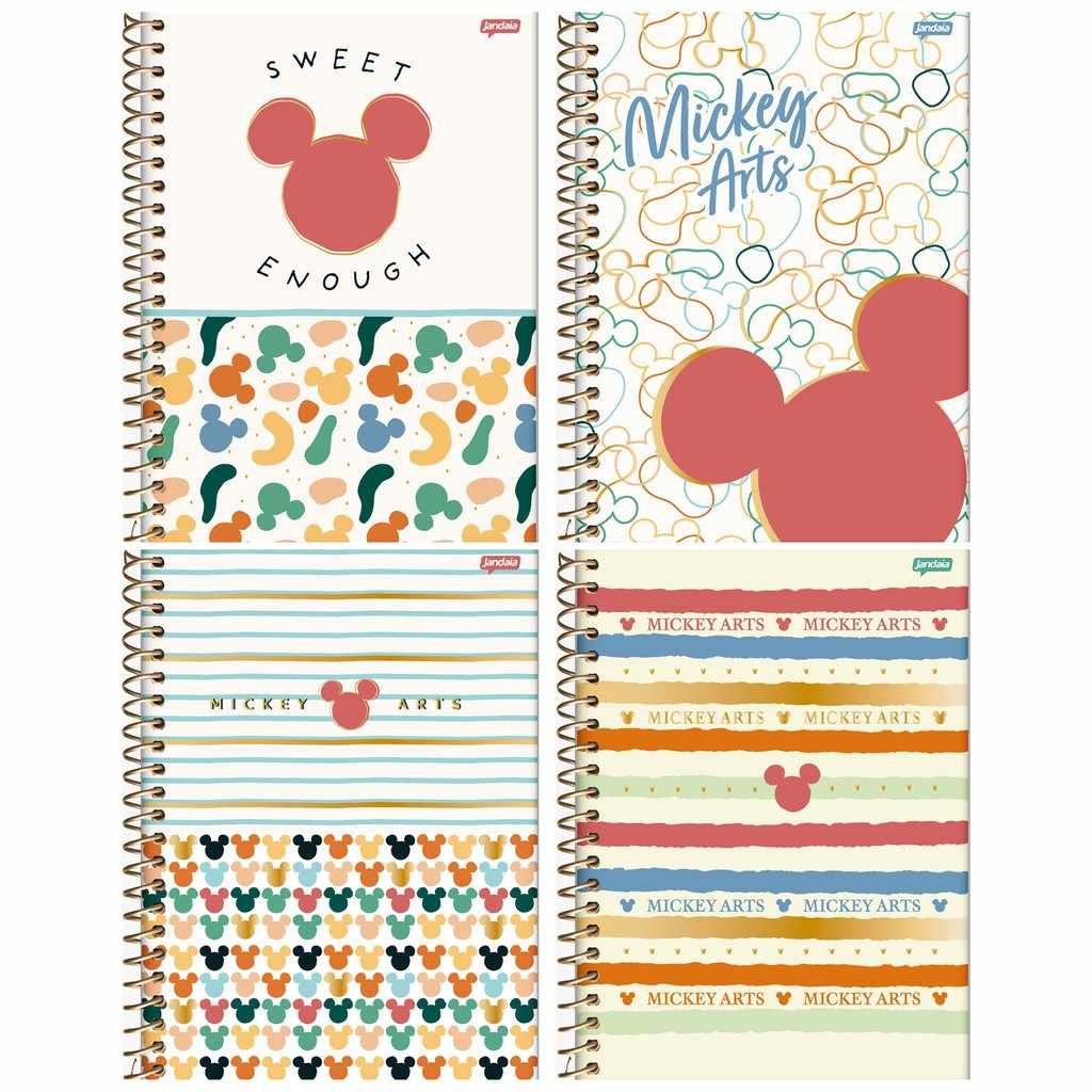 Cadernos Mickey Arts: Kit 4 Capa Dura 80F