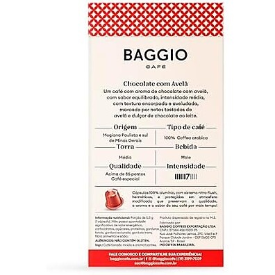 Café Baggio Chocolate Avelã Nespresso 20 Cápsulas