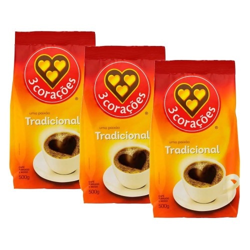 Café 3 Corações Tradicional: Kit 3 Unidades 500g
