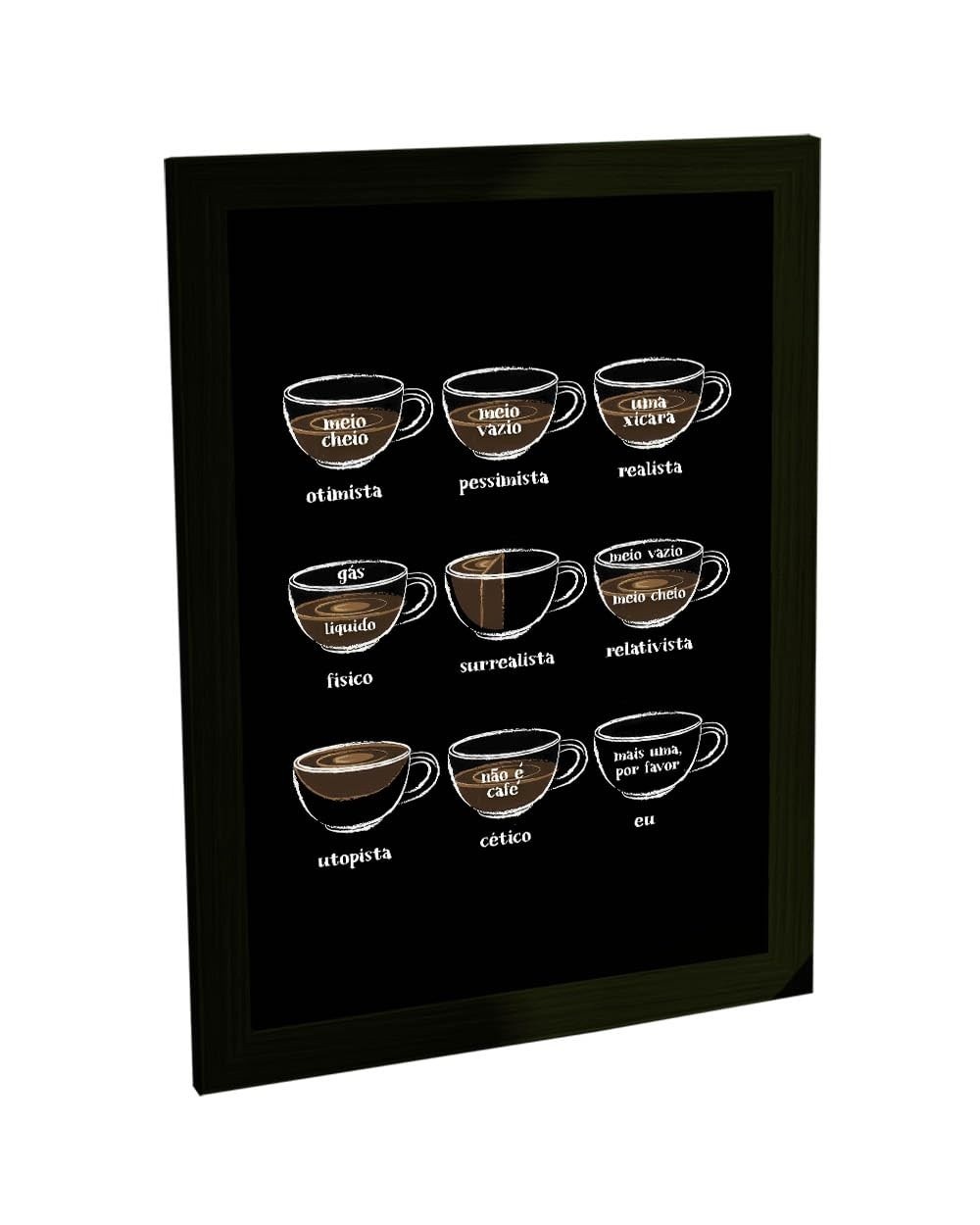 Quadro Decorativo A4 Engraçado Tipos de Pessoa Café - BHARDO