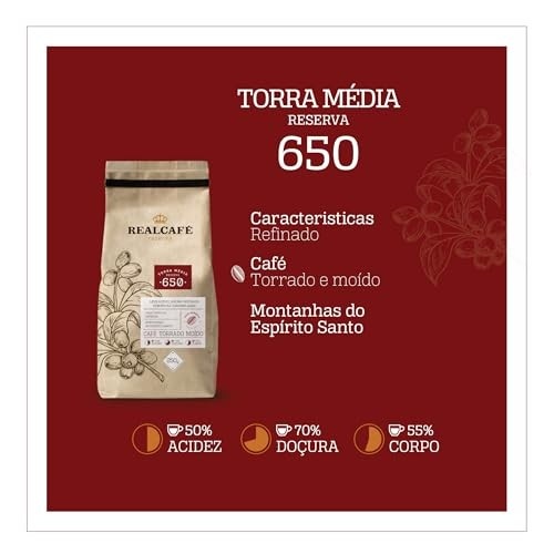 CAFÉ ESPECIAL TORRADO E MOÍDO REALCAFÉ RESERVA 650 - Torra Média - 250G