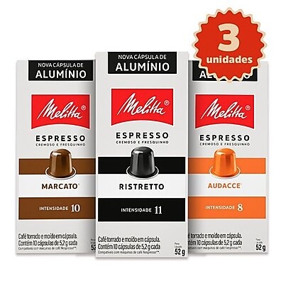 Café Melitta em Cápsulas: Kit Ristretto, Marcato e Audacce