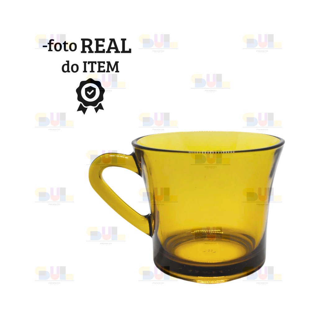 Kit 6 Xícaras Sino Âmbar Vidro 200ml – Elegância no Café