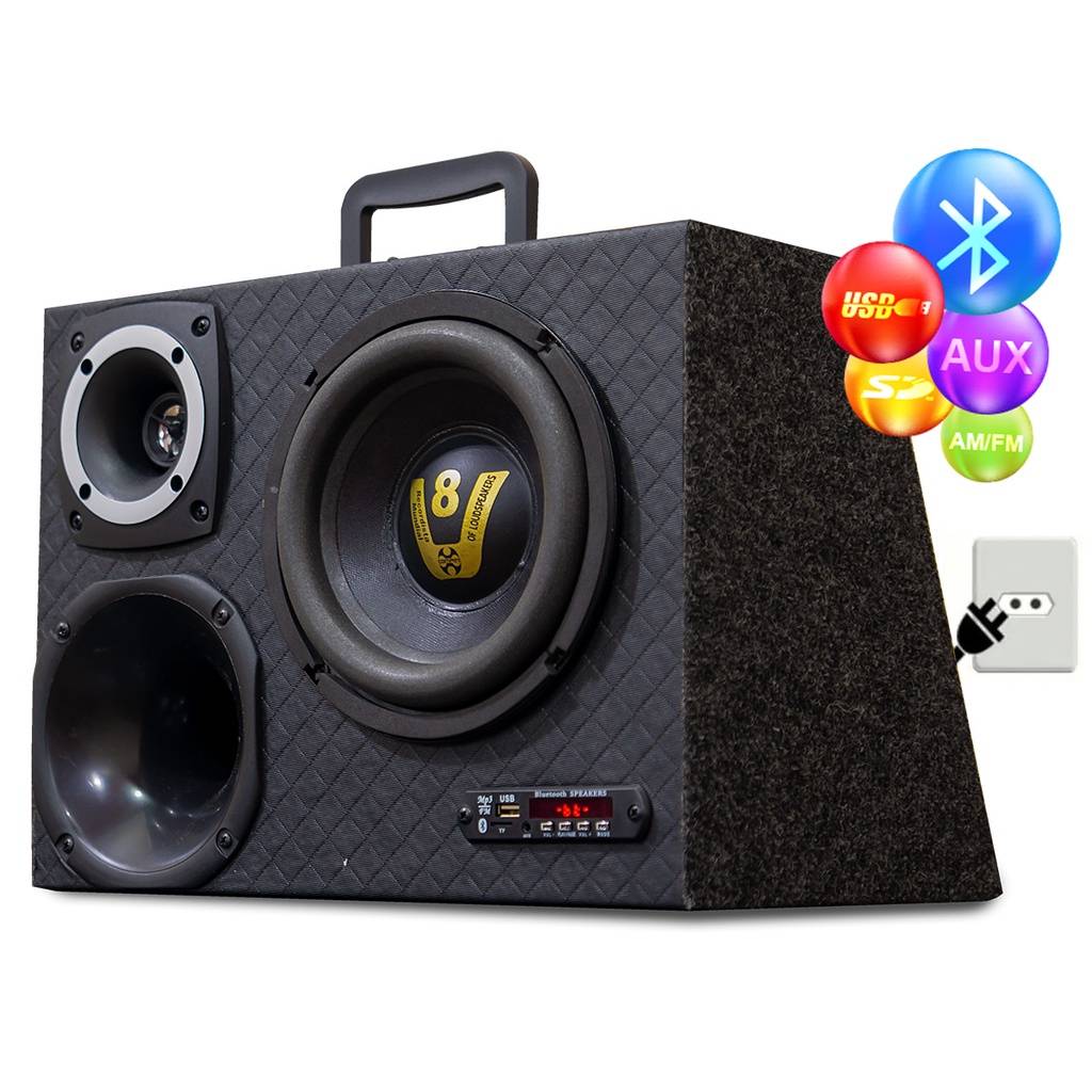 Caixa Amplificada Trio Sub 8”: Som Potente e Versátil!