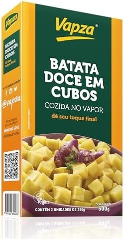Batata Doce em Cubos Cozida no Vapor 500G Vapza Caixa de 500g com 2 unidades