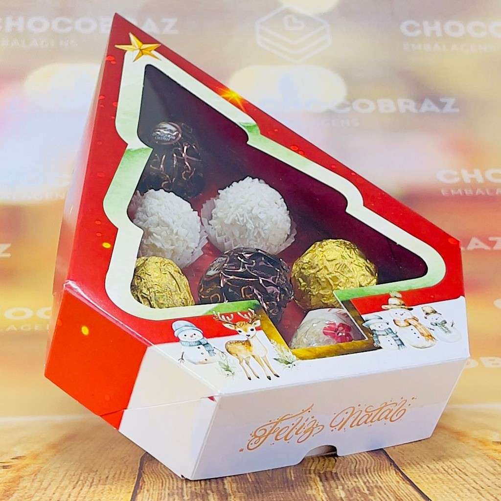 Caixa de Doces Natalina: Encante com o Visor Árvore!