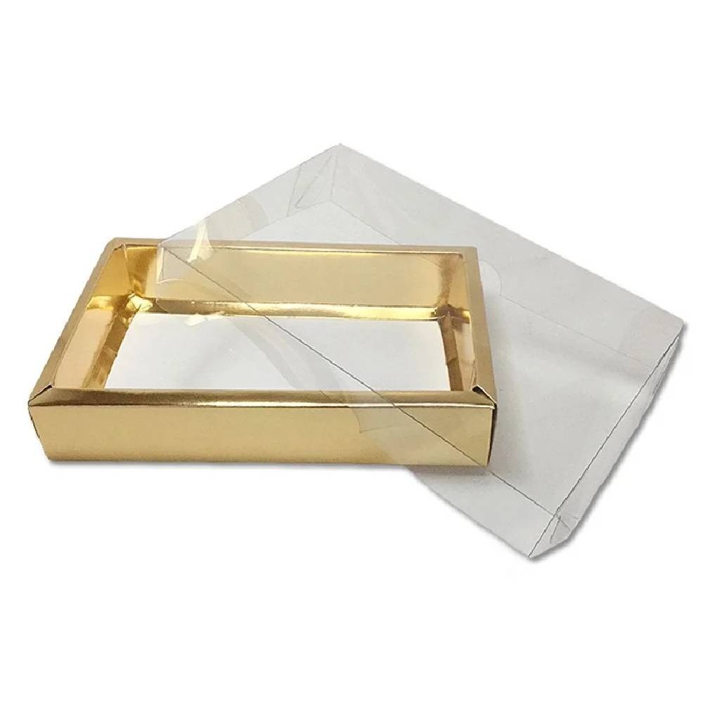 Caixa Dourada Transparente: Elegância em 10un
