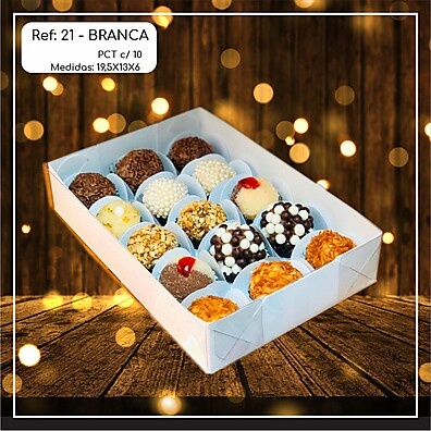 Caixa Embalagem 15 Doces Branca com Visor - Ref. 21