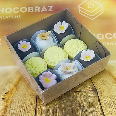 Caixa Kraft com Visor para Doces (9 Unidades)