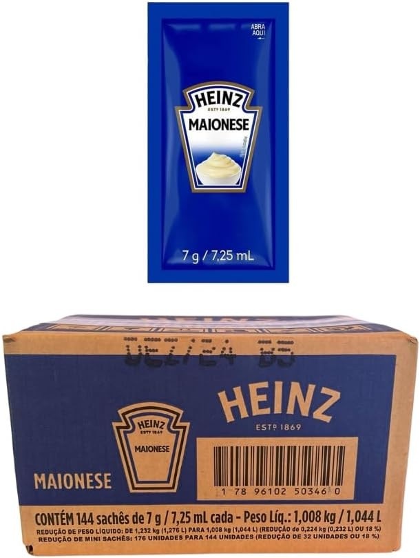 Maionese Heinz Sachê 7g Caixa Fechada 144 Unidades
