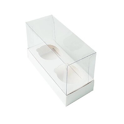 Caixa Mini Cupcake 2 Cavidades - 10 Unidades Branca 11x9x5,5cm