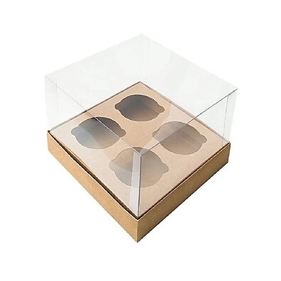 Caixa Mini Cupcake 4 Cavidades - Kraft 10un | Rizzo