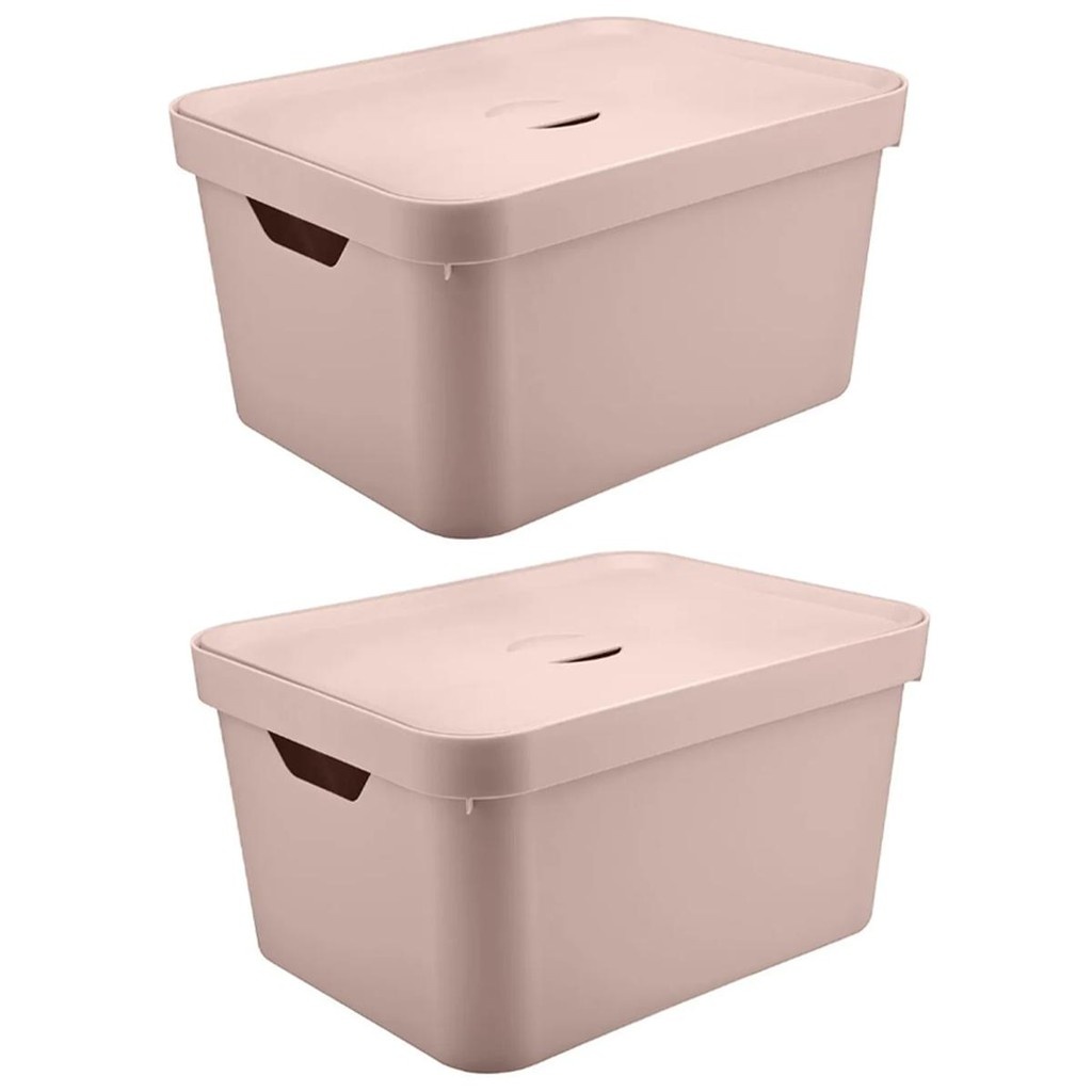 Caixa Organizadora 32L Rosa: Organize com Estilo!