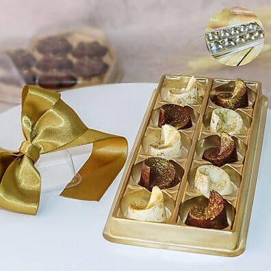 Caixa para Bombons Dourada: Elegância em 10 Cavidades