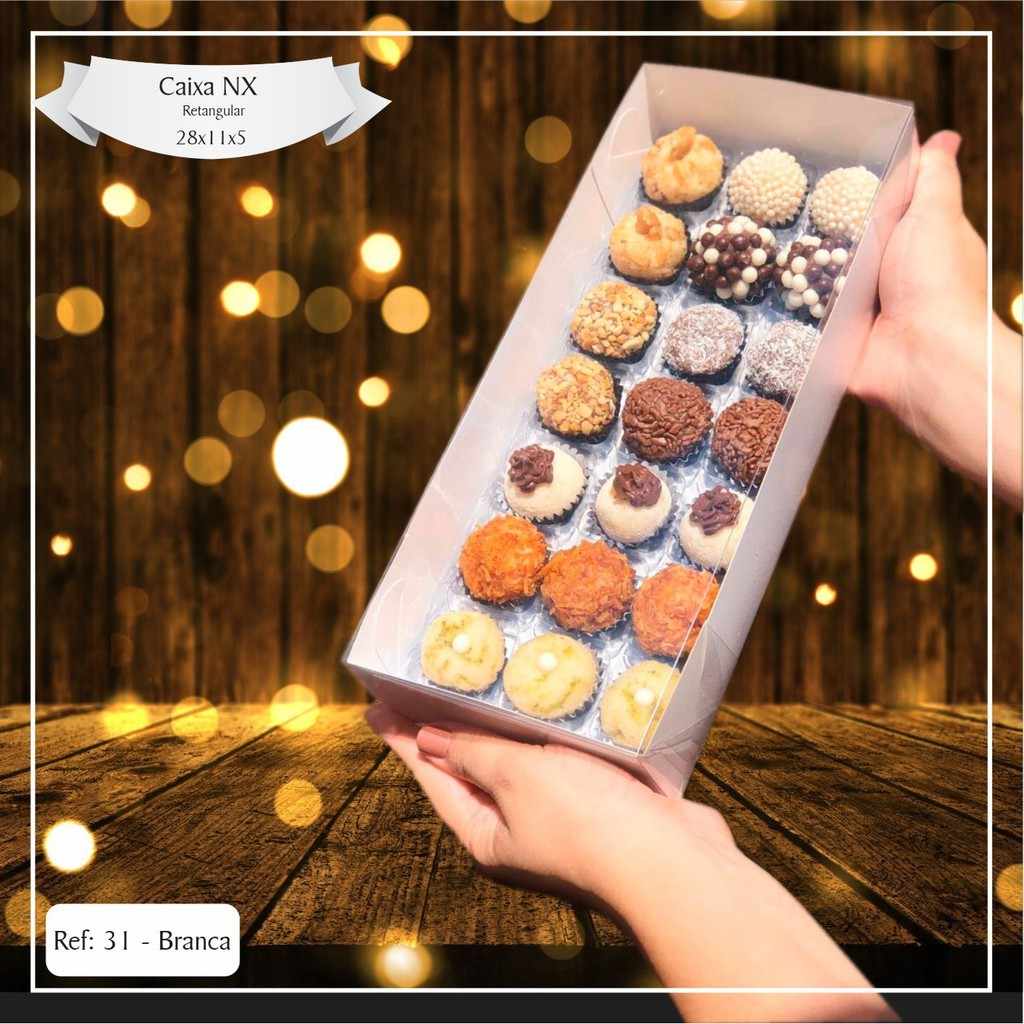 Caixa para Doces com Visor: 28x11x5