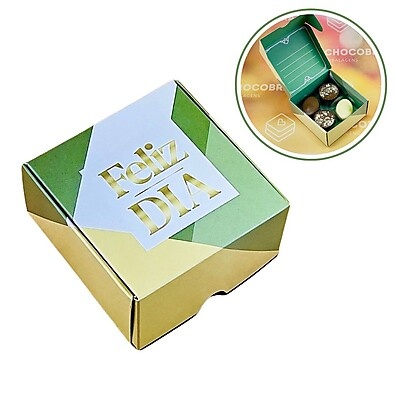 Caixa para Doces Feliz Dia: 8x8x4cm