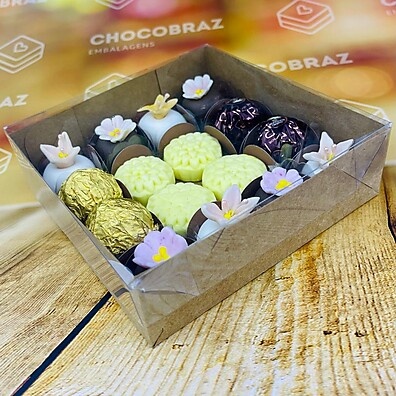 Caixa para Doces: Kraft com Tampa 14x14x4