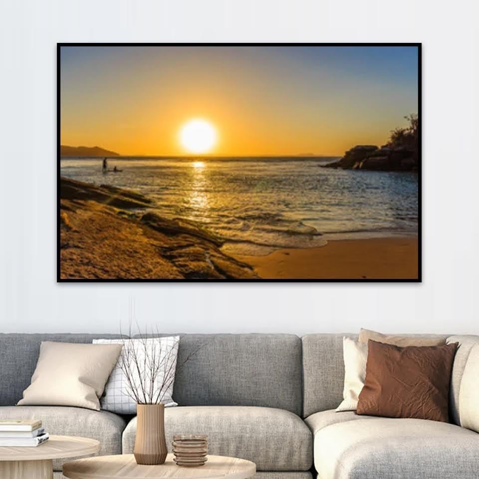 Quadro Decorativo Paisagem Praia com Moldura Caixa 3cm - Decore Ambientes com Estilo e Modernidade
