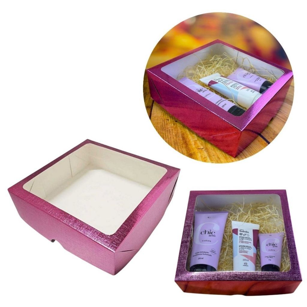 Caixa Rosa com Visor: Exponha Seus Produtos!