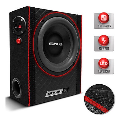 Caixa Shutt Ultra Slim 200W com Subwoofer 8": Grave Potente e Design Atraente