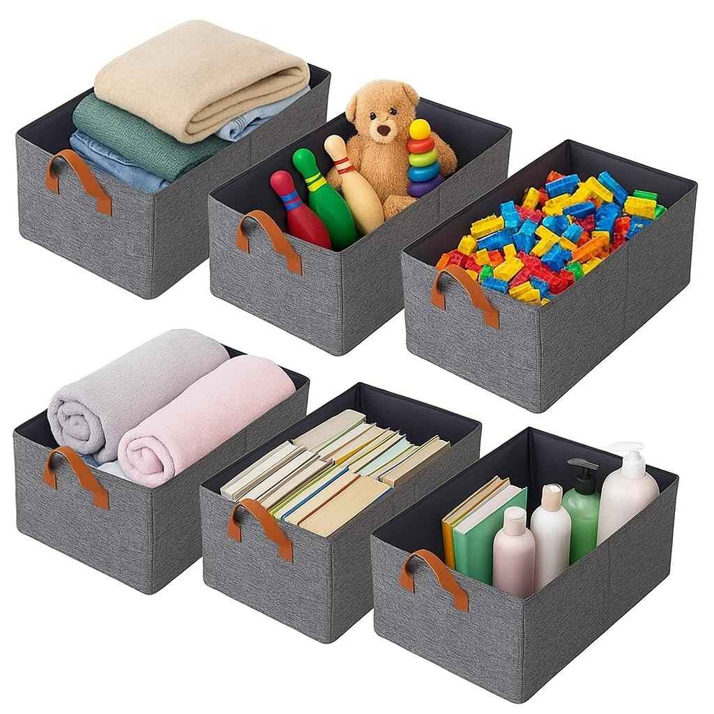 Kit 6 Caixas Organizadoras Dobráveis 26L Malha de Nylon Preta - Armazenamento Inteligente e Compacto