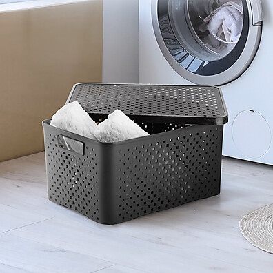 Caixas Organizadoras 16L: Kit 3 Preto Multiuso