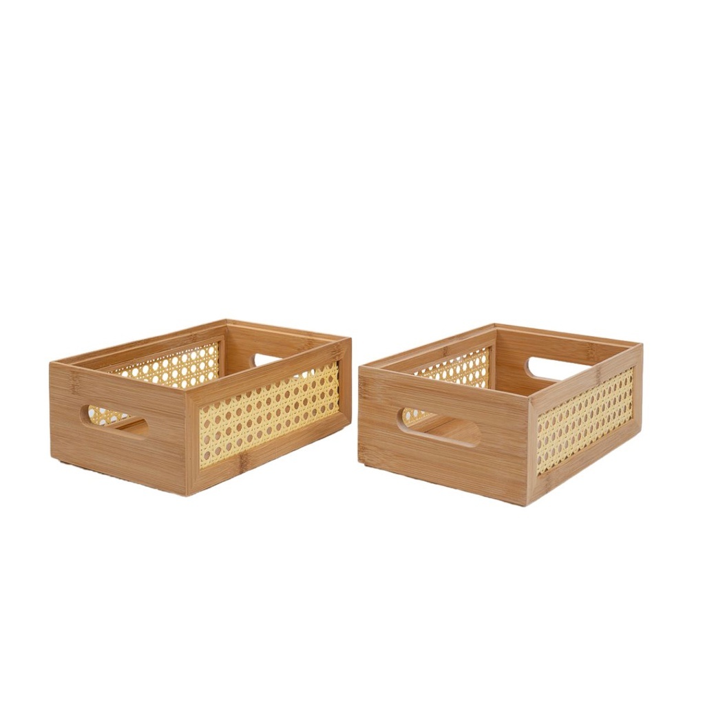 Caixas Organizadoras Bambu: Kit 2 Empilháveis 24cm