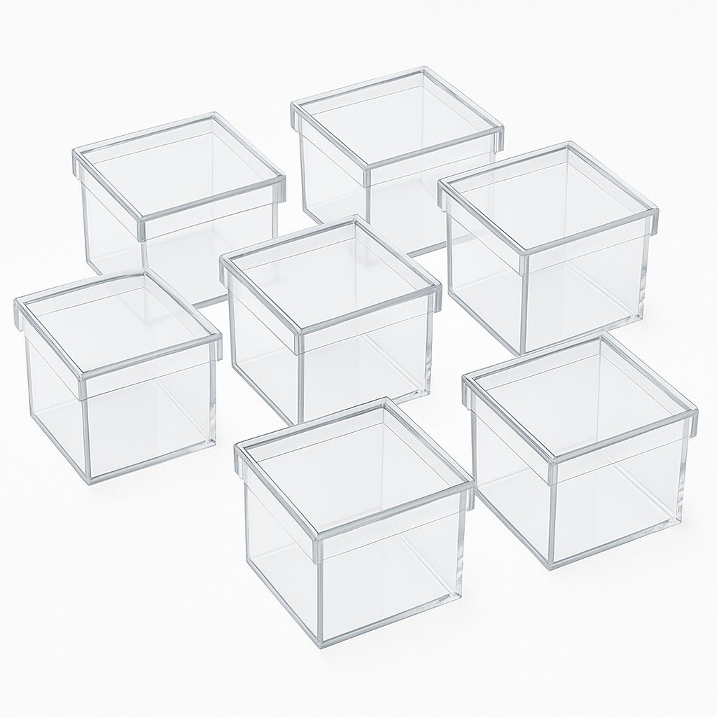 Caixinhas Acrílicas 5x5cm Transparente – Lembrancinhas Elegantes para Festas e Casamentos