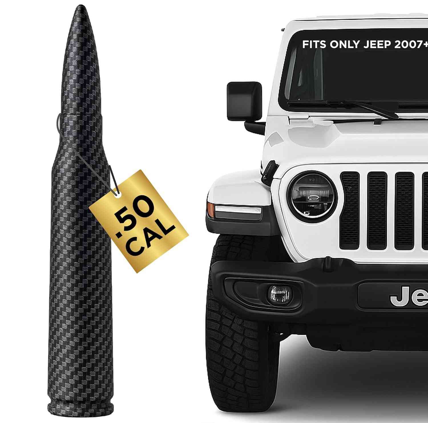 Antena Bullet 50 Cal Badass para Jeep Wrangler JK/JL & Gladiator - Upgrade com Estilo e Segurança