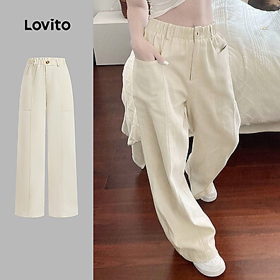 Calça Casual Feminina Lovito com Bolso - Estilo e Conforto