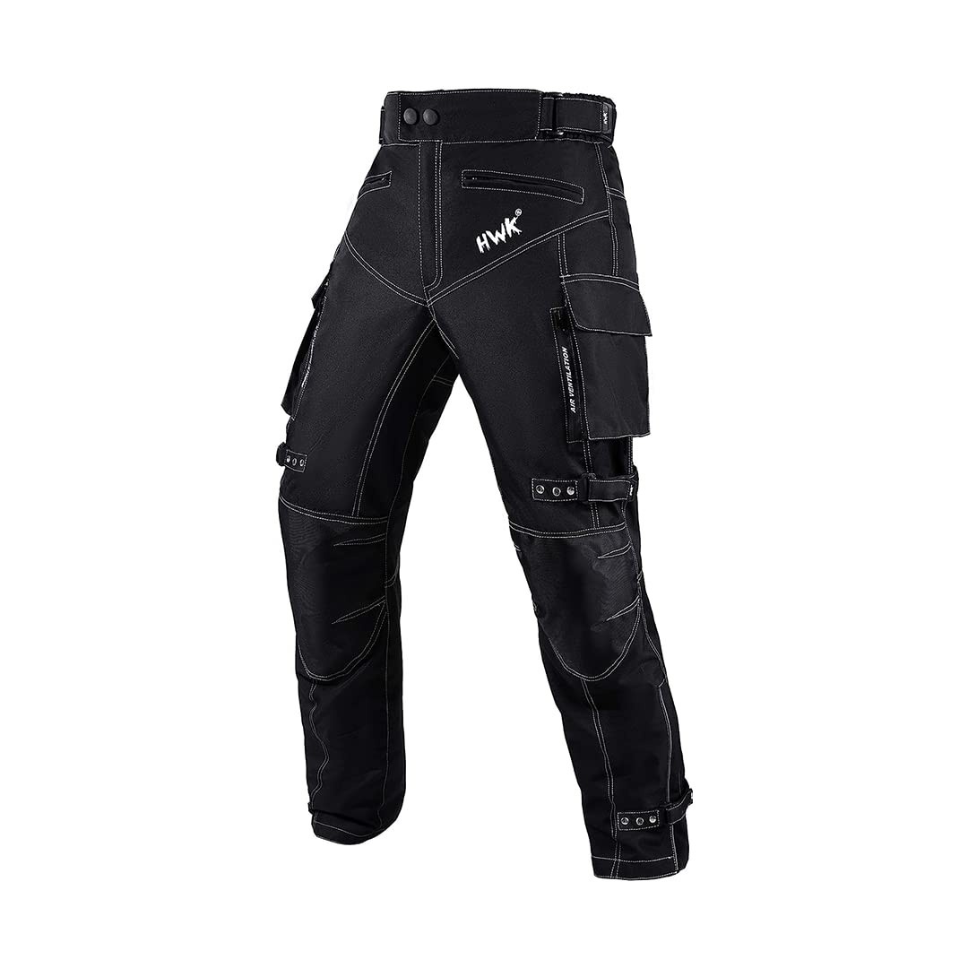 HWK Calça masculina de motocicleta esportiva dupla com tecido Cordura resistente à água e armadura de proteção contra impactos