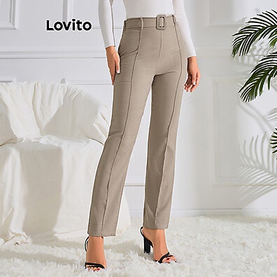 Calça Jacquard Feminina Lovito: Elegância Casual
