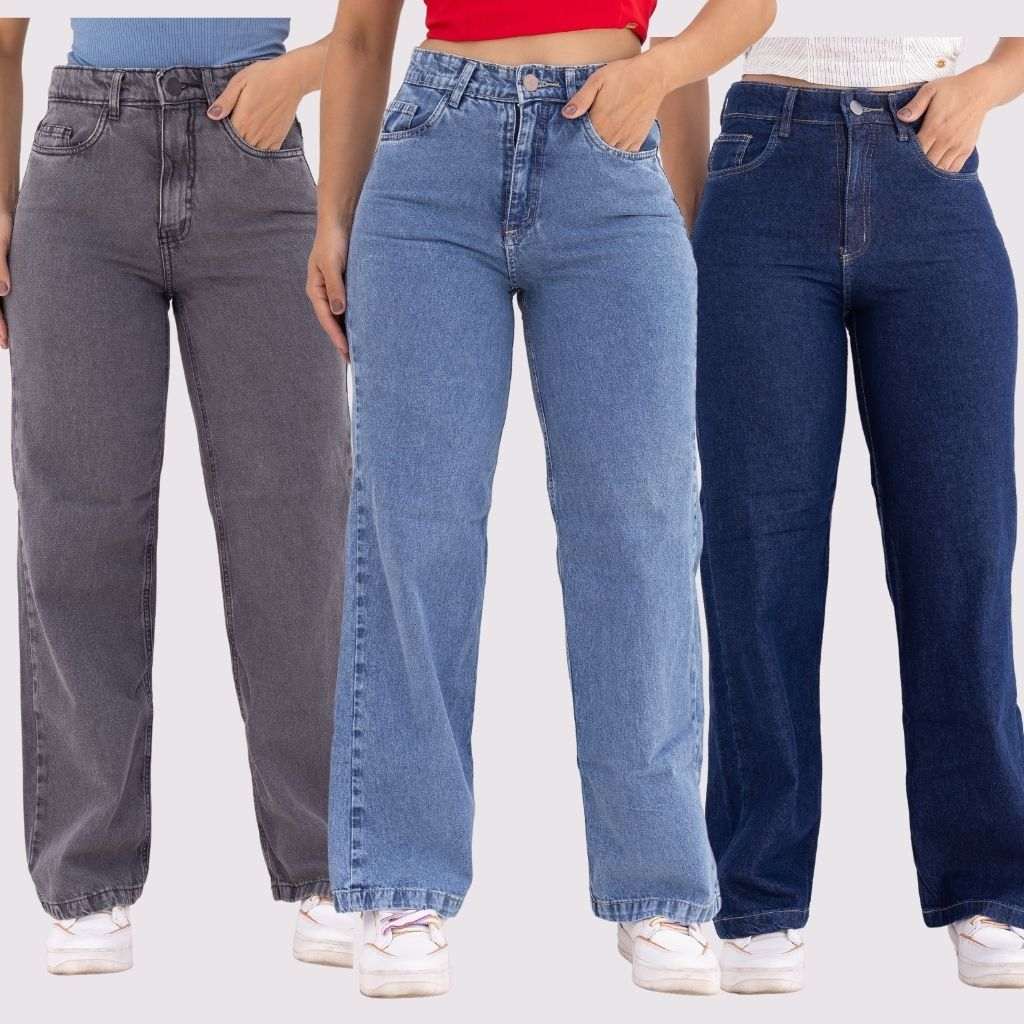 Calça Jeans Wide Leg Pantalona Feminina Cintura Alta: Estilo e Conforto em Um Só Look
