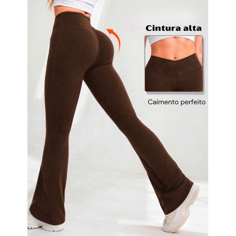 Calça Legging Flare Peluciada Cós Alto: Conforto e Modelagem Perfeita