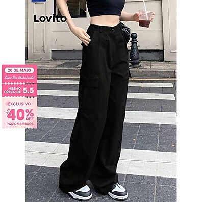 Calça Lovito Básica com Bolsos para Mulher