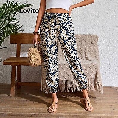 Calça Lovito Boho Plantas Flores – Conforto e Estilo para o Verão