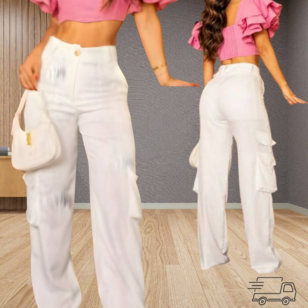Calça Pantalona Cargo Branca: Estilo e Conforto