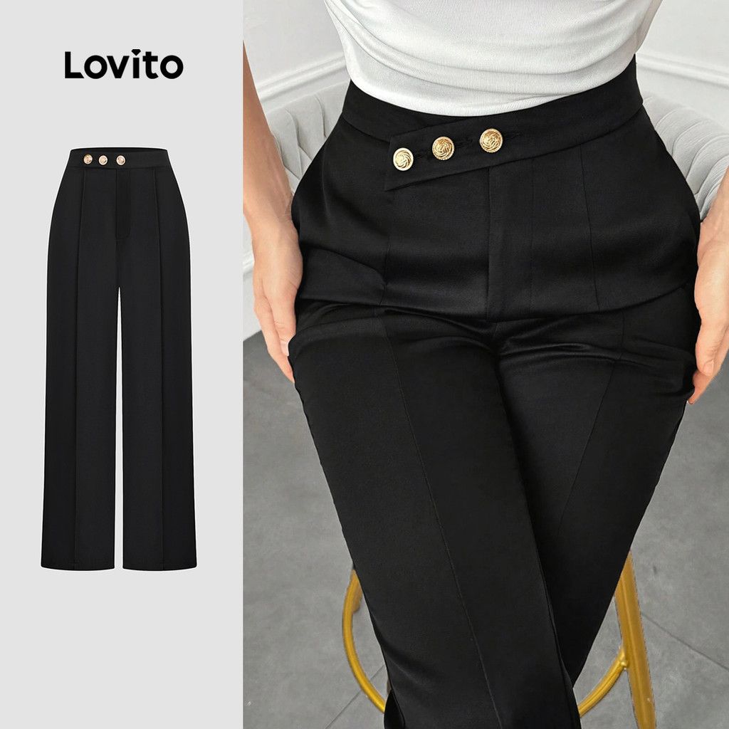 Calça Preta Lovito: Elegância Assimétrica